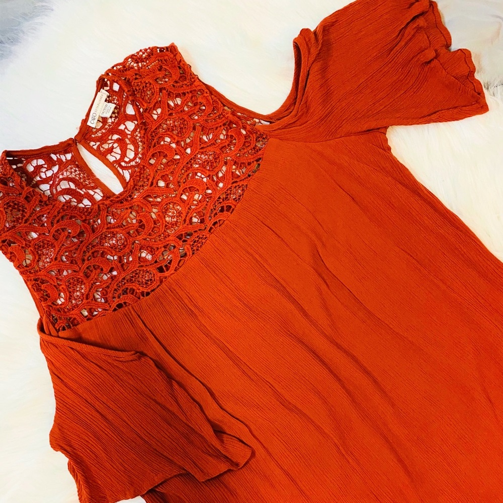 Pumpkin cold shoulder dress
